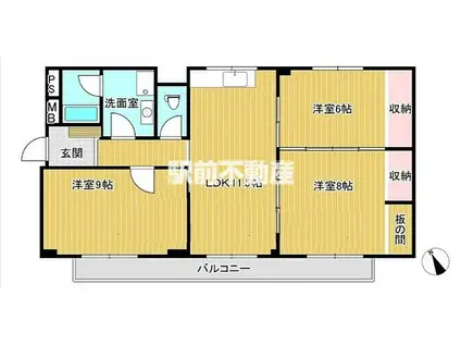 丸一ビル(3LDK/4階)の間取り写真