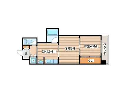 クレスト連坊(2DK/6階)の間取り写真