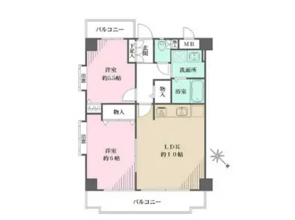 藤和シティホームズ深江(2LDK/6階)の間取り写真