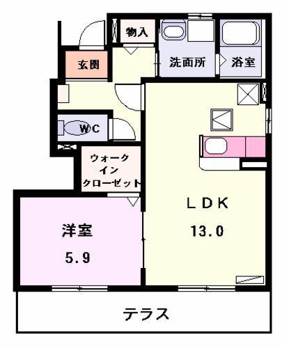 アネックス2(1LDK/1階)の間取り写真