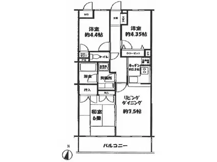 ベルドゥムール宮本町(3LDK/1階)の間取り写真