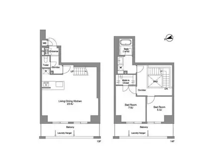 PRIMA STELLA(2LDK/13階)の間取り写真