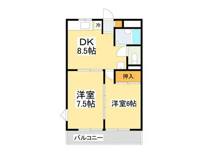 サンライズ百合丘(2DK/1階)の間取り写真