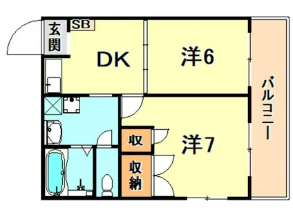 ルミエール山手(2DK/1階)の間取り写真