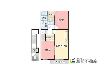 フランメゾンII番館(2LDK/2階)の間取り写真