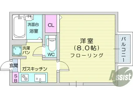 Nコートオキノ(1K/1階)の間取り写真