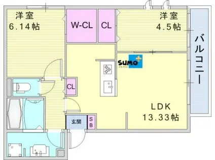 シャルムソレイユ1番館(2LDK/3階)の間取り写真