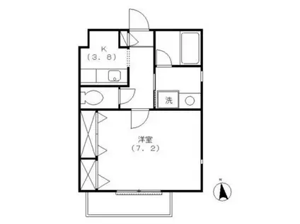 ヒルズななかまど(1K/2階)の間取り写真