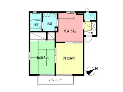 ビブレ柏(2K/2階)の間取り写真