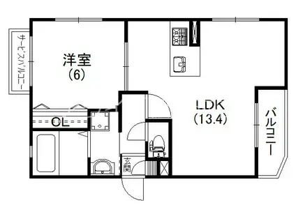 LA GRANDE MAISONIII(1LDK/3階)の間取り写真