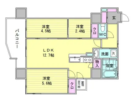 ONE PASEO(2SLDK/3階)の間取り写真