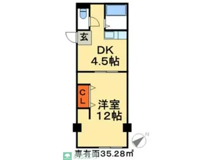 スドウビル(1DK/3階)の間取り写真