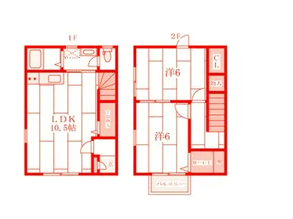 N参番館B棟(2LDK/1階)の間取り写真