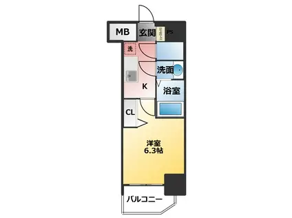 MAXIV東別院(1K/6階)の間取り写真