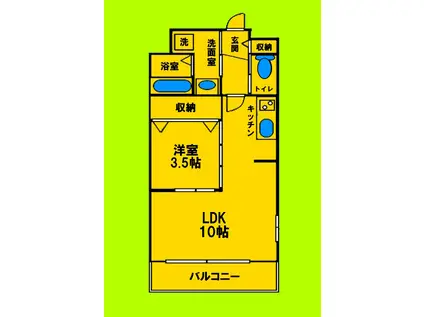 エクセレント キシベ(1LDK/3階)の間取り写真