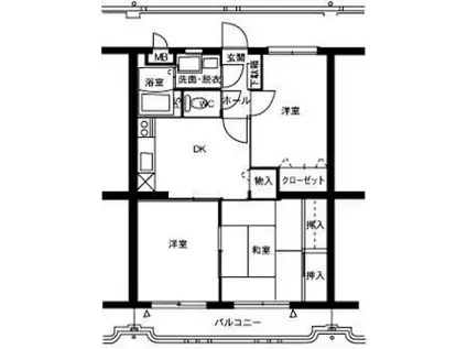 ユーミー旭(3DK/2階)の間取り写真