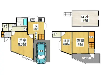 シアフル上清戸(3K/1階)の間取り写真
