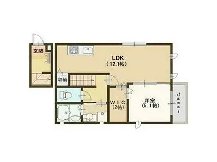 ルシェール東難波II(1LDK/1階)の間取り写真