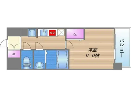 ララプレイス玉造パルク(1K/10階)の間取り写真