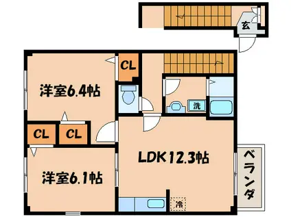 グレースコンフォート(2LDK/2階)の間取り写真