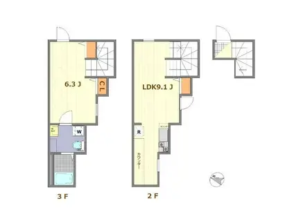 マーレ世田谷(1LDK/2階)の間取り写真
