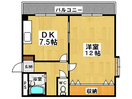 大津池第二マンション(1DK/1階)の間取り写真