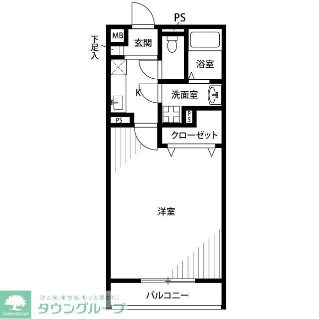 アムール ロワ(1K/2階)の間取り写真