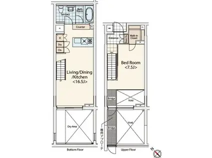 カスタリア初台Ⅱ (1LDK/B1階)の間取り写真