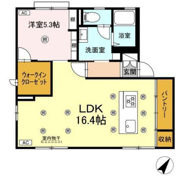 クレストパレスB(1LDK/1階)の間取り写真