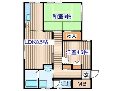ファミール小田原2(2LDK/1階)の間取り写真