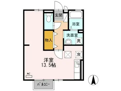 プレステージ植松C(ワンルーム/1階)の間取り写真