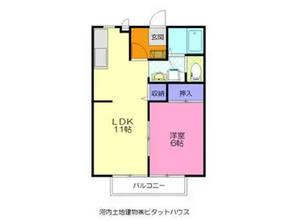 サンガーデン堀乃内 G(1LDK/1階)の間取り写真