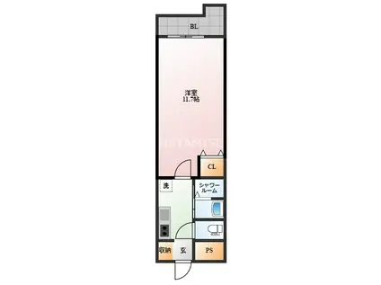 トーカンマンション 活水通(1K/3階)の間取り写真