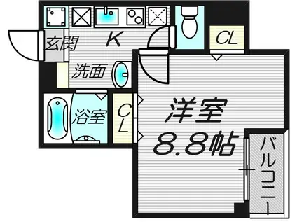 ルミエール深江(1K/6階)の間取り写真