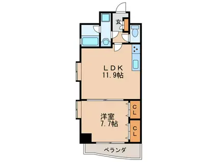 プログレスアサダ瓦町(1LDK/3階)の間取り写真