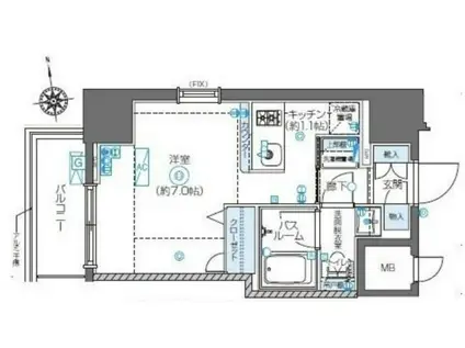 ZOOM東新宿(ワンルーム/13階)の間取り写真