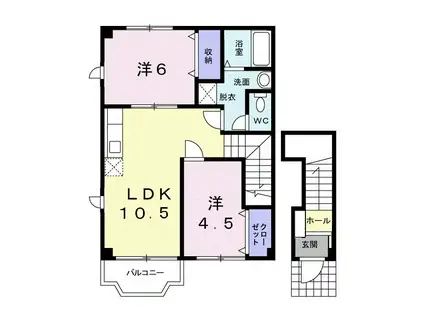 プチハウスII(2LDK/2階)の間取り写真