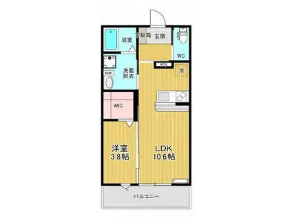 レジデンスしほう(1LDK/2階)の間取り写真