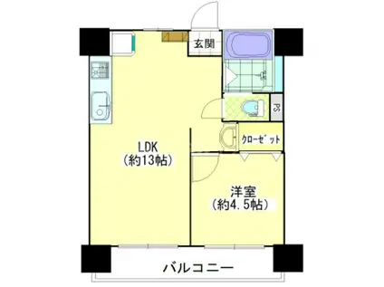亀有白鳥マンション(1LDK/6階)の間取り写真