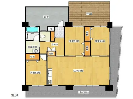 カーサSK(3LDK/6階)の間取り写真