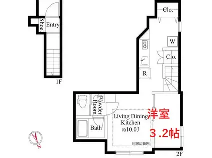 ウッドクレスト羽田レジデンス(1LDK/2階)の間取り写真