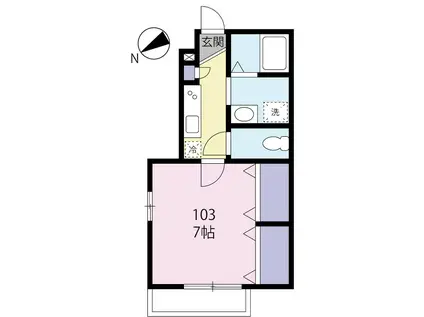 キャトル セゾン 蒲田(1K/1階)の間取り写真