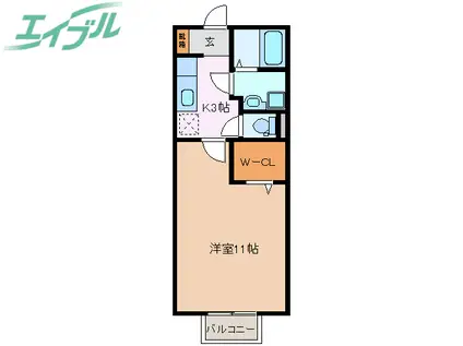 グランアムール(1K/1階)の間取り写真