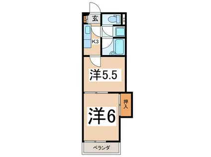 セリエB棟(2K/1階)の間取り写真
