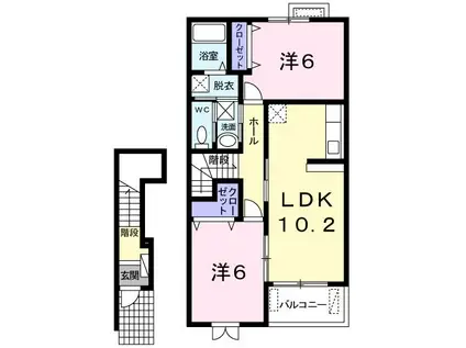 アルバーダB棟(2LDK/2階)の間取り写真