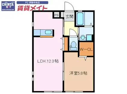 ベルメール(1LDK/2階)の間取り写真