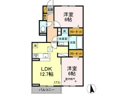 ル・グランⅢ(2LDK/1階)の間取り写真