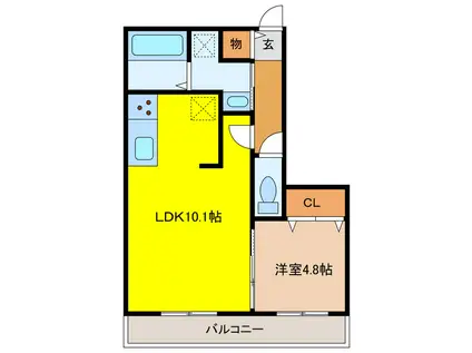 東雲2丁目2ー4B棟(1LDK/5階)の間取り写真