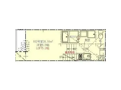 ハーモニーテラス元八事III(1K/2階)の間取り写真