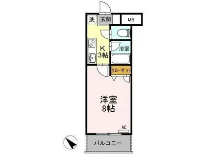 メゾン木の花(1K/2階)の間取り写真